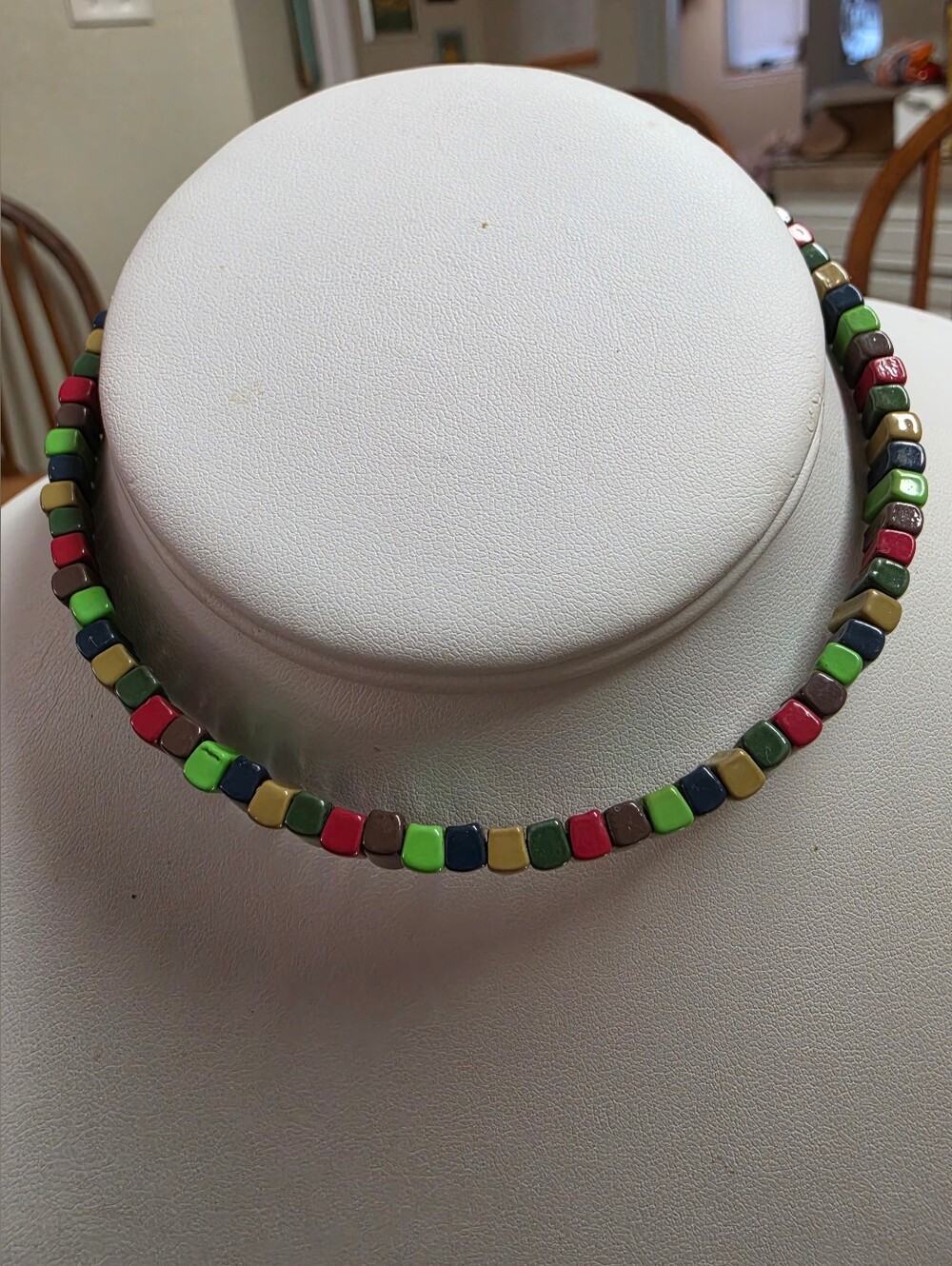 Roxanne Assoulin, RA Signed, Tile Bead, Geometric Block, Enamel Choker - Picture 4 of 7